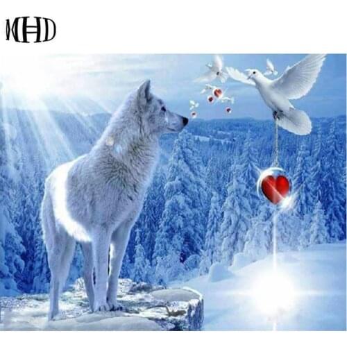 Wolf Diamond Embroidery Painting Home Rhinestone Crafts 5d diy Diamond Painting Hobby Diamond Mosaic Gift Snow Tree Wolf Pigeon