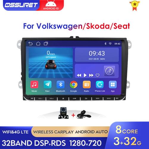 Car Multimedia player 2Din Android10 Nav For VW/Volkswagen/Golf/Polo/Tiguan/Passat/b7/b6/SEAT/leon/Skoda/Octavia Radio GPS RDS