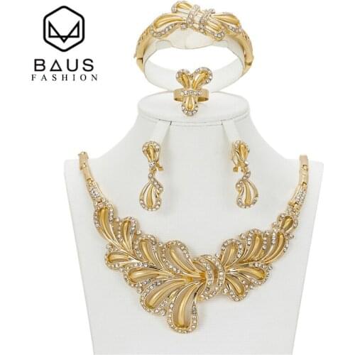BAUS Wholesale 2017 High-quality Nigerian Africa Beads Wedding Jewelry Set Bridal Dubai Gold Color African Beads Jewelry Set