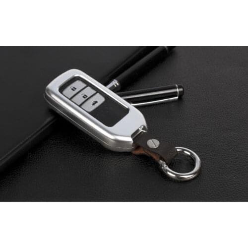 BBQ@FUKA Rose Pink/Gold/silver Car Remote Smart Key Aluminium Cover Skin Shell Fob With keyring keychain fit for 2015-2017 Honda