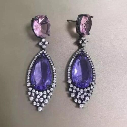 Bilincolor fashion crystal clear zicon drop earring for women wedding party jewelry