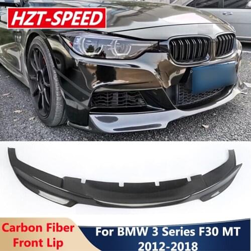 Big V Style Real Carbon Fiber Front Bumper Lip Shovel Chin For BMW 3 Series F30 F35 320 325 MT Car Body Kits 2012-2018