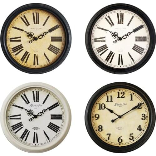 16 inch American Continental retro round Living room wall clock mute No Ticking Sound