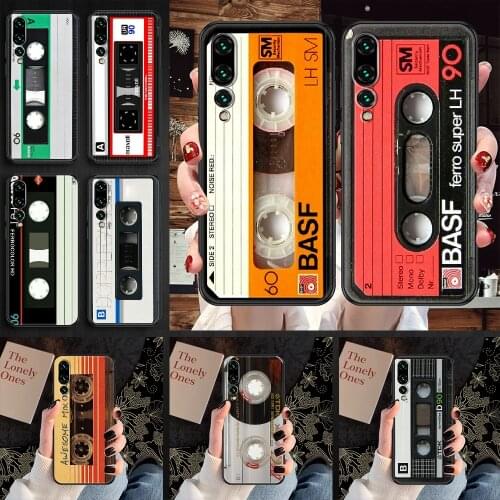 Classical Old Cassette Phone case For Huawei P Mate P10 P20 P30 P40 10 20 Smart Z Pro Lite 2019 black luxury waterproof 3D back