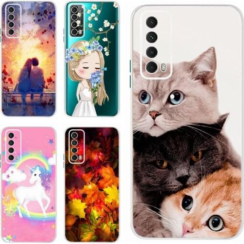 Cute Cat Painted Cover For Huawei P Smart 2021 Case Soft Silicone TPU Back Cover For Huawei PSmart 2021 Phone Cases 6.67'' Coque