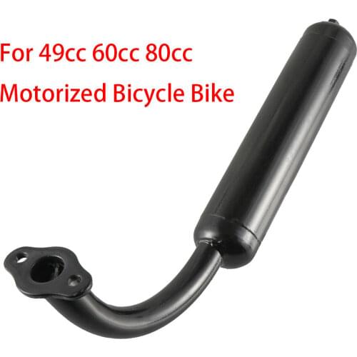 Black Stock Muffler Exhaust Chrome Fits 80cc 66cc 49cc Motorized Bicycle