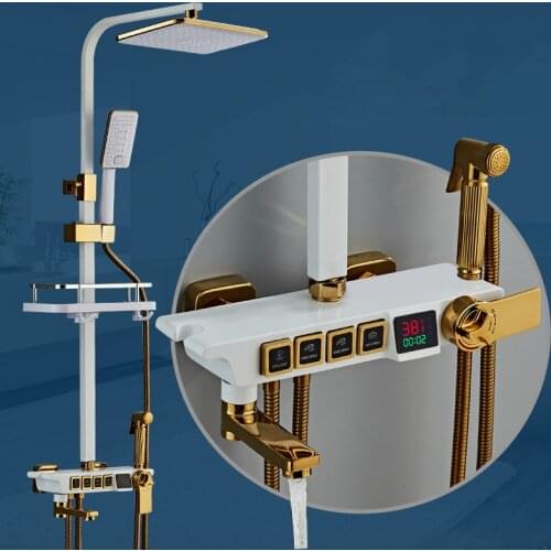 Black thermostatic Shower faucet Bathroom shower set White Bathtub faucet mixer with display digital shower set gold