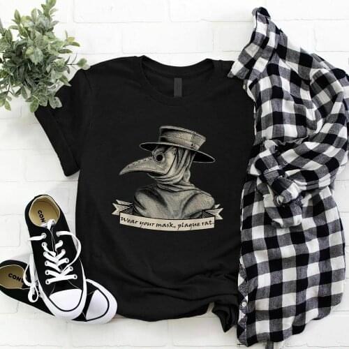 Plague Doctor Wear Your Mask Plague Rat Men T Shirt Cotton S-5Xl Black