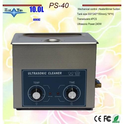 Hot sale ultrasonic cleaner AC110/220V 10L 240w PS-40 AC110/220v with timer&heating for circuit board
