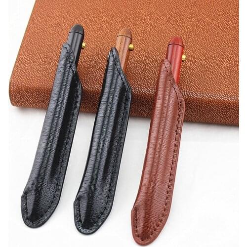 Classic wood 0.7mm Metal Ballpoint Pen Roller Ball Pen Luxury Ballpoint Pens Business Office Writing Stationery leather Pen bag