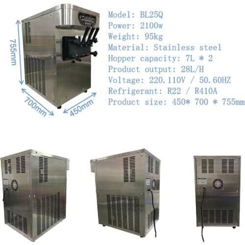 Commercial Ice Cream Vending Machine Desktop Freeze Ice Cream Makers Stainless Steel Soft Ice Cream Machine