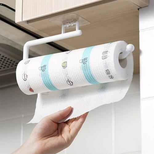 Kitchen Paper Roll Holder Towel Hanger Rack Toilet Paper Holders Bathroom Organizer Shelf Bar Cabinet Rag Hanging Holder