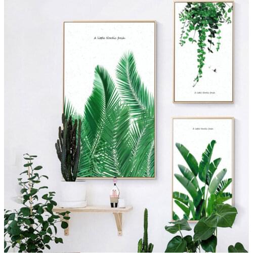 A Little Nordic Fresh Green Plant Decoration Painting Living Room Bedroom Simple Wall Art Canvas Pictures Home Decor Posters