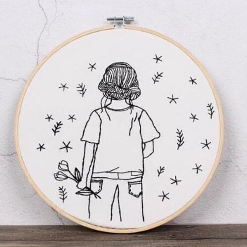 Sketch Easy Embroidery Kit For Beginner Printed Needlework Cross Stitch Set Sewing Art Wall Embroidery Painting Home Decor