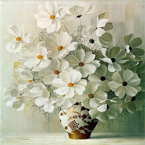 Needlework DIY Cross stitch For Full Embroidery kit White Little Daisy Flowers painting canvas cross-stitch sets Wall Decor