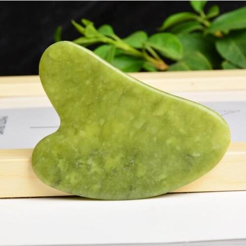Jade Gua Sha Scrapping Stone Green Heart Shape Neck Back Body Massage Face Lifting Skin Care Tightening Wrinkle Remove for Spa