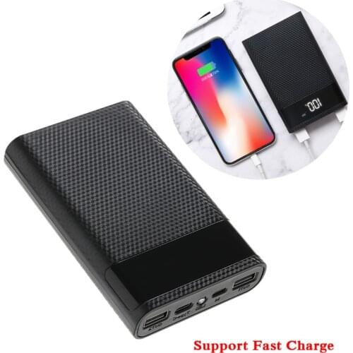 New QC 3.0 Fast Charge Power Bank Case 15000mAh DIY 4x18650 Mobile Phone Dual USB Type C Battery Storage Box Without Battery