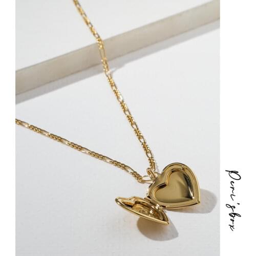 PerisBox Love Heart Locket Necklaces Thick Chain Gold Necklaces for Women Vintage Pendant Necklace 2020 Trendy Gift for Friend