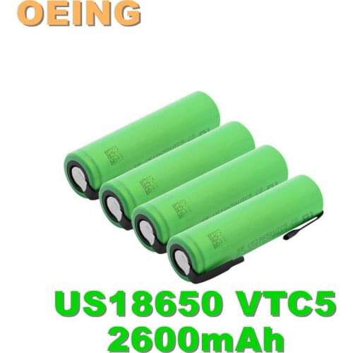 Newest 3.7 V rechargeable voltage us18650 vtc52600 Ma vtc518650 battery replacement 3.7 V 2600 MAH 18650 battery
