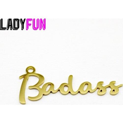 Badass Script Word Charm Stainless Steel Charms High Polish Mirror Surface Pendant