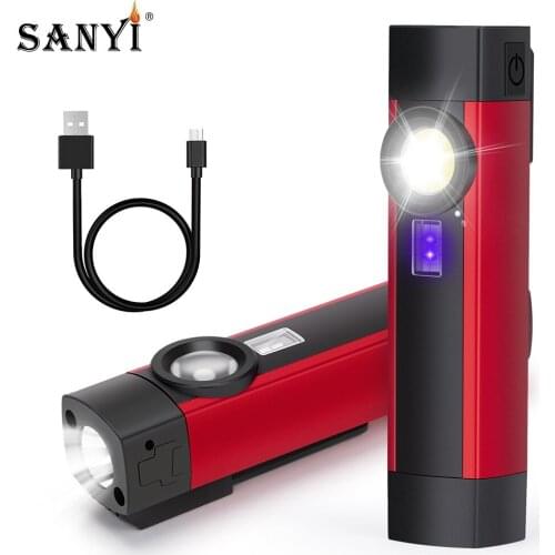 Portable UV Flashlight Mini Ultraviolet 395nm Torch COB LED Magnetic Work Light USB Rechargeable Flashlights for Night Fishing