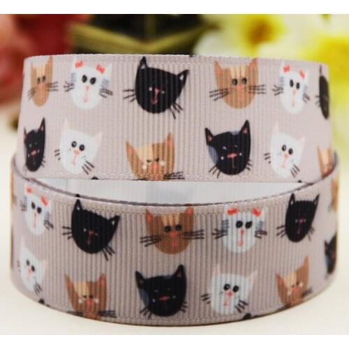 22mm 25mm 38mm 75mm Cat Cartoon pattern printed Grosgrain Ribbon party decoration 10 Yards X-04214