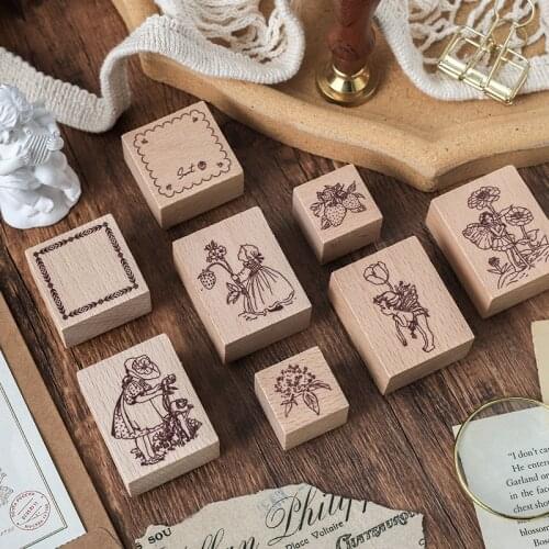 8PCS/LOT the story of autumn series stamp DIY wooden rubber stamps stationery scrapbooking standard stamp