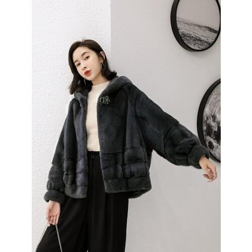 Real Mink Coat Female Luxury Natural Fur Coats Winter Jacket Hooded Warm Jackets for Women Clothes 2020 MY4123