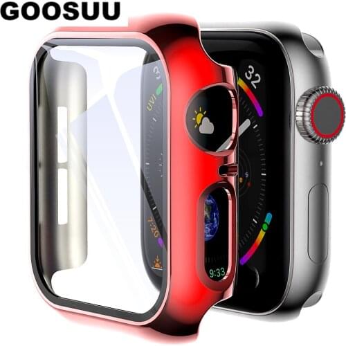 Glass+Cover For Apple Watch Case 44mm 40mm Iwatch Case 42mm 38mm Bumper+Screen Protector Serie 6 5 4 3 2 1 Red Shell Multiple
