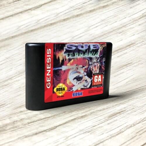 Sub-Terrania - USA Label Flashkit MD Electroless Gold PCB Card for Sega Genesis Megadrive Video Game Console