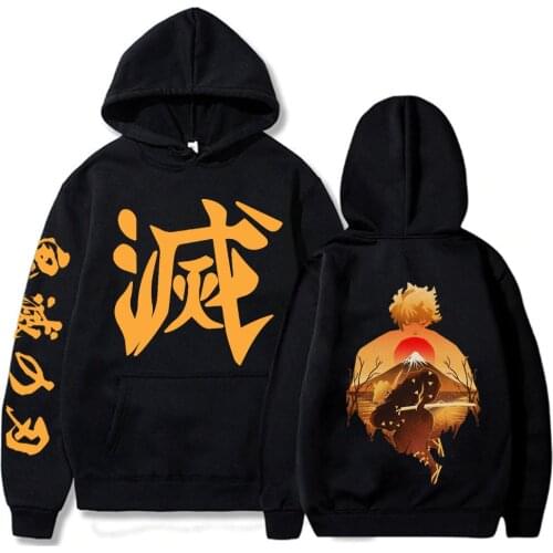 Hot Anime Demon Slayer Print Hoodies Sweatshirts Harajuku Cool Agatsuma Zenitsu Print Loog Sleeve Men Women Autumn Casual Clothe