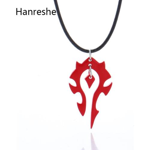 WOW Tribal Marks Necklace,the Leather Rope Red Horde Symble Necklace Game/Movie Jewelry Drop Shipping