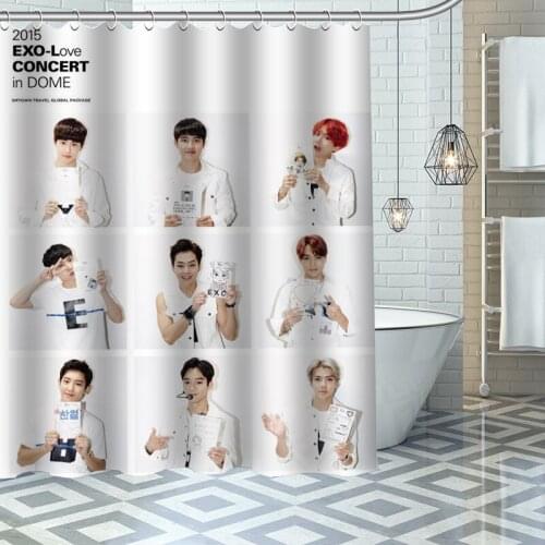 EXO Shower Curtains Waterproof Fabric Bathroom Decoration Supply Washable Bath And Shower Curtain Custom