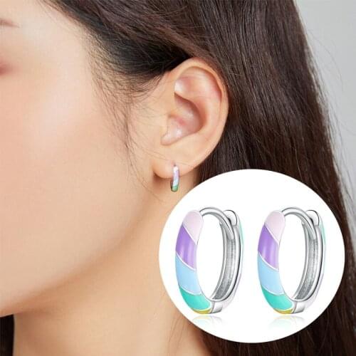 WOSTU Dazzle Earring Colorful Zircon Stud Earring 925 Sterling Silver Vintage Stud Earring Sterling Silver Jewelry Gift BKE1085