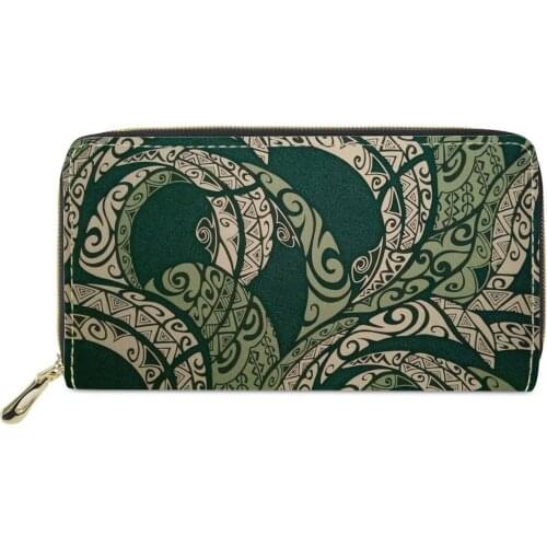 Wallet Female Polynesian tribal style Lady Girls Printing custom PU Leather Womens Purse Coin Fashion Wallets for Ladies Cash
