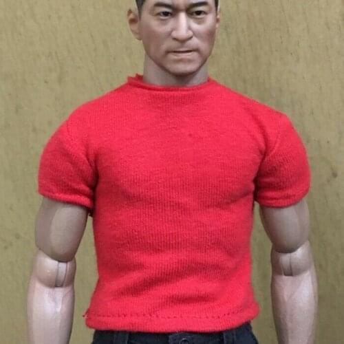 1/6th red shirt Mens T-shirt Model For 12" Male Body Action Figure