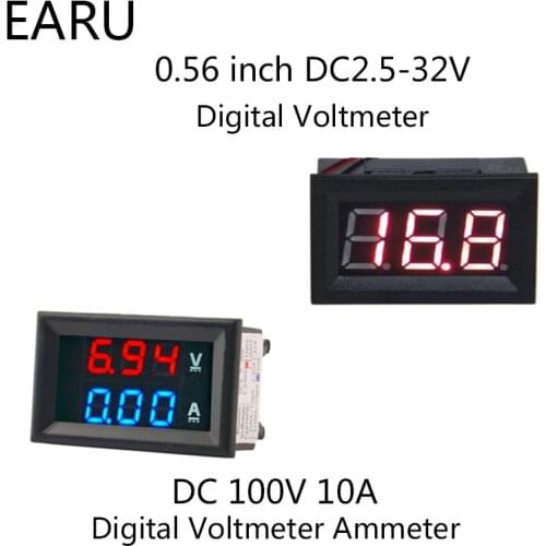 1pc DIY DC100V 10A Voltmeter Ammeter Blue Red Dual Amp Volt Voltage Current Meter Gauge Tester Panel Digital LED Display for Car