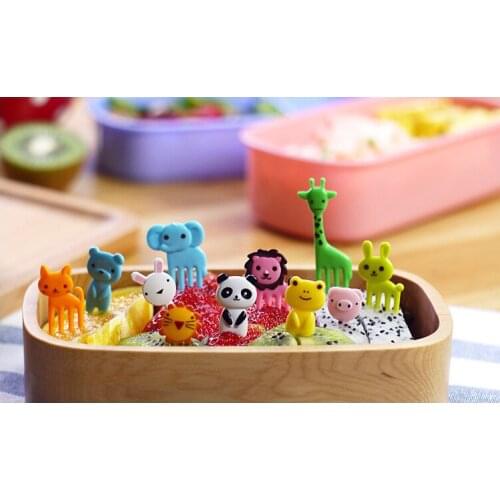 10Pcs Mini Animal FarmKids Fruit Fork Cartoon Snack Cake Dessert Food Toothpick food picks for kids kids lunch accessories