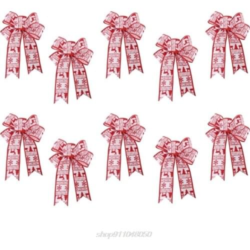 10 Pcs Christmas Burlap Bows Handmade Christmas Bowknot Decorative for Xmas Tree Festival Holiday Party J04 21 Dropship