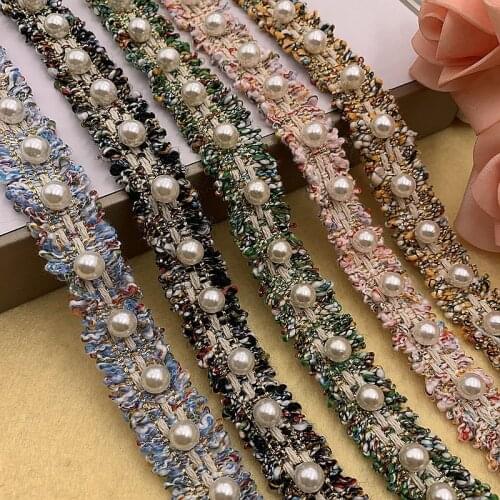 2CM 2YARDS Tweed webbing ribbon with Beads Frayed sides for gaments,hats,pins. sewing accessories Ribbon for garments