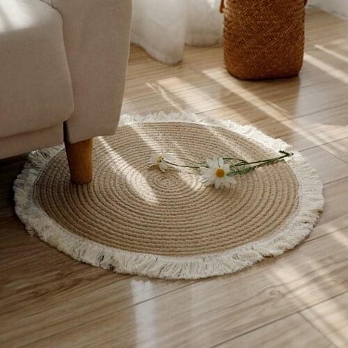 45cm Round Hand-woven Sand Scraping Door Entrance Welcome Mat Hallway Bath Nonslip Rug Dust Removal Carpet Wire Loop Footpad