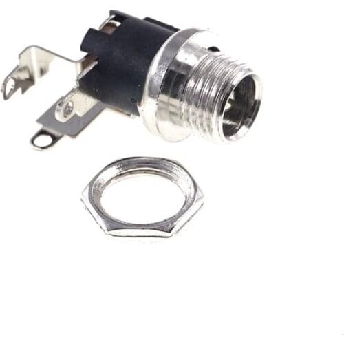 5 Pcs Panel Mount Screw DC Power Jack Connector Male Socket 5.5x2.5 MM Right Angle Through Hole PCB Shield JQ-DC-0124M