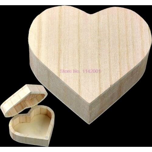 50pcs Storage Box Heart Shape Wood Jewelry Box Makeup Cosmetic Earrings Ring Desk Rangement Make Up Wooden Organizer