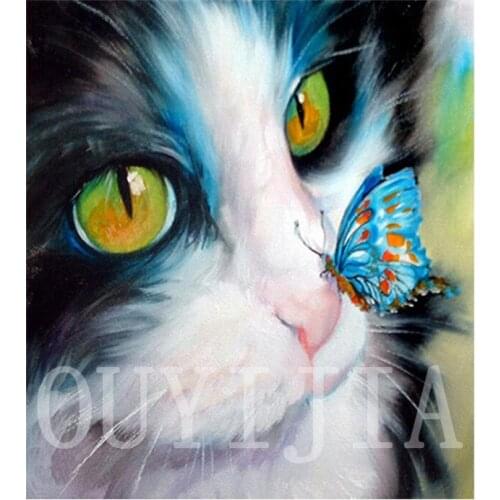 5d DIY Diamond Embroidery Cat And Butterfly Square Round Full Diamond Complete Kit Plant Home Decoration Diamond Art Craft
