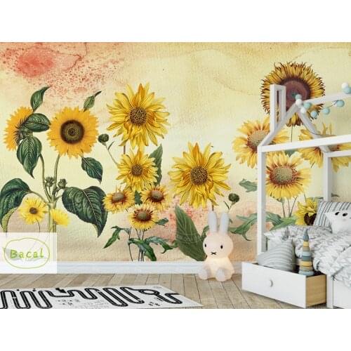 Bacaz Custom 3D Wall Murals Wallpaper Wall Painting Sunflower 5D Living Room Bedroom TV Backdrop floral Mural De Parede 3D