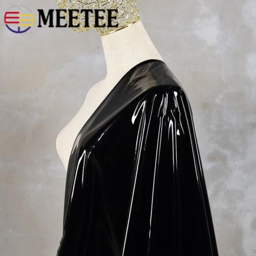 Meetee 140x50cm PU Bright Synthetic Leather Elastic Smooth Fabric for Sexy Skin Skirt Pants Jacket Shoes DIY Sew Accessory AP655