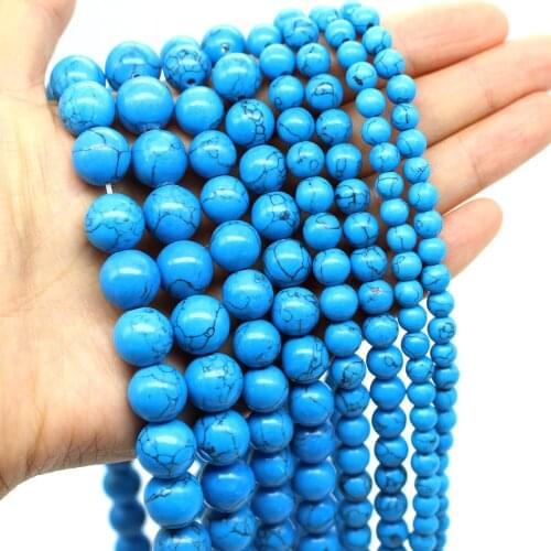 Oameusa Natural Synthesis Black Line Turquois Beads Stone Beads Loose Beads For Jewelry Making Spacer Beads Accessories Diy Make