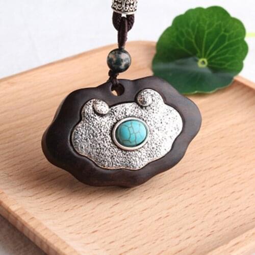 High Quality Ethnic Sweater Chain Retro Ebony Pendant Long Necklace Female Clothes with Chinese Style Jewelry