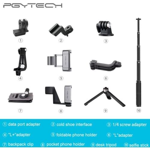 Optional PGYTECH DJI POCKET 2/OSMO POCKET Adapter Mount Holder Clip Selfie Stick Tripod Action Camera Gimbal Accessories