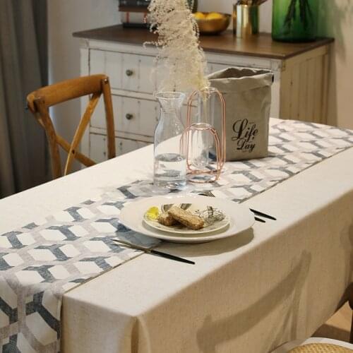 DUNXDECO Table Runner Party Desk Decorative Cloth Modern Industry Simple Geometric Soft Fabric Store Dinner Room Decoration